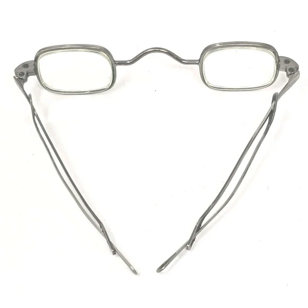 Vintage Antique Otters 18 Century Spectacles Glasses Metal Frame w/ Case PB5
